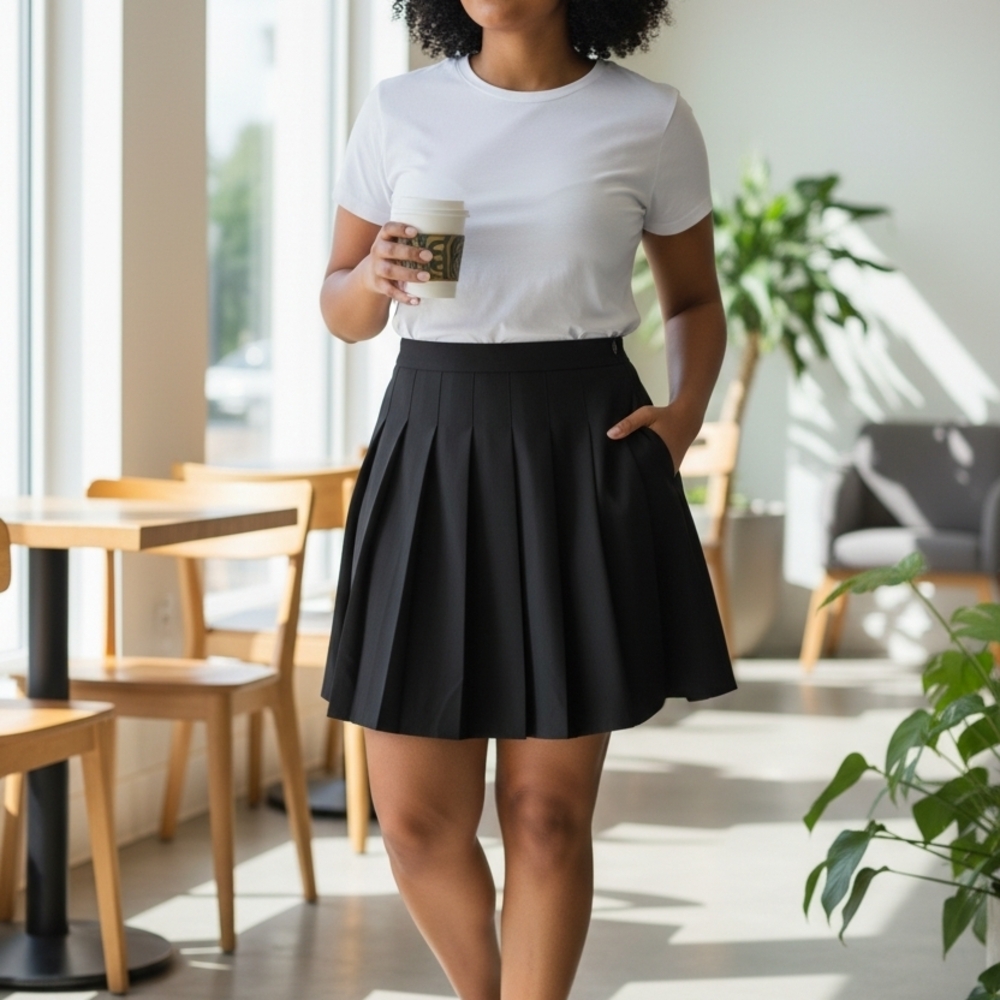 Elegant Black Pleated Skirt